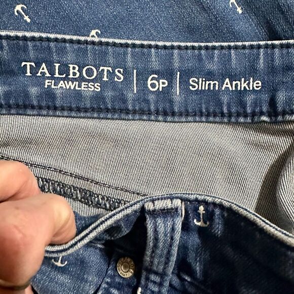 Women's Blue Nautical Anchor Print Jeans - Picture 4 of 6